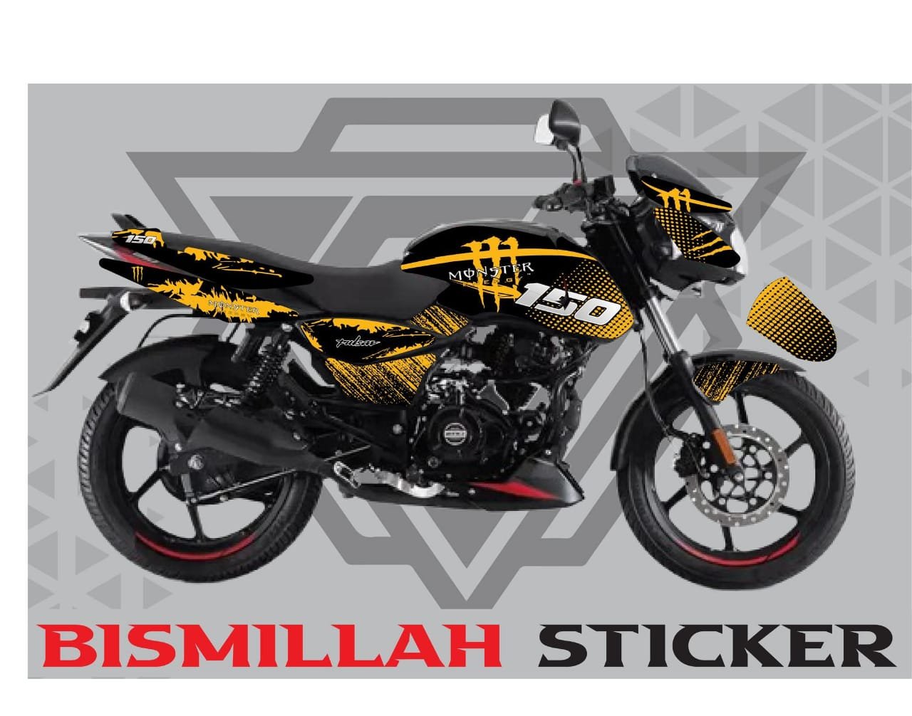 pulsar yellow colour decals sticker set