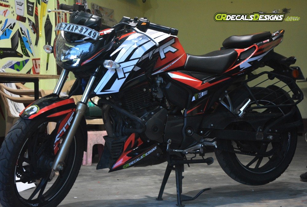 tvs 4v red colour premium edition decals sticker set