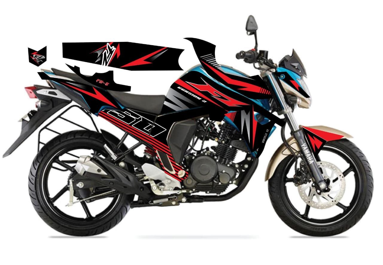 Fzv2 black and red colour decals sticker set