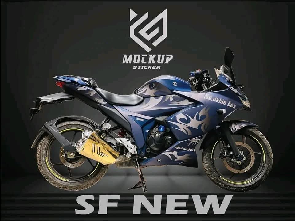 gixxer sf navy blue colour premium edition decals sticker set