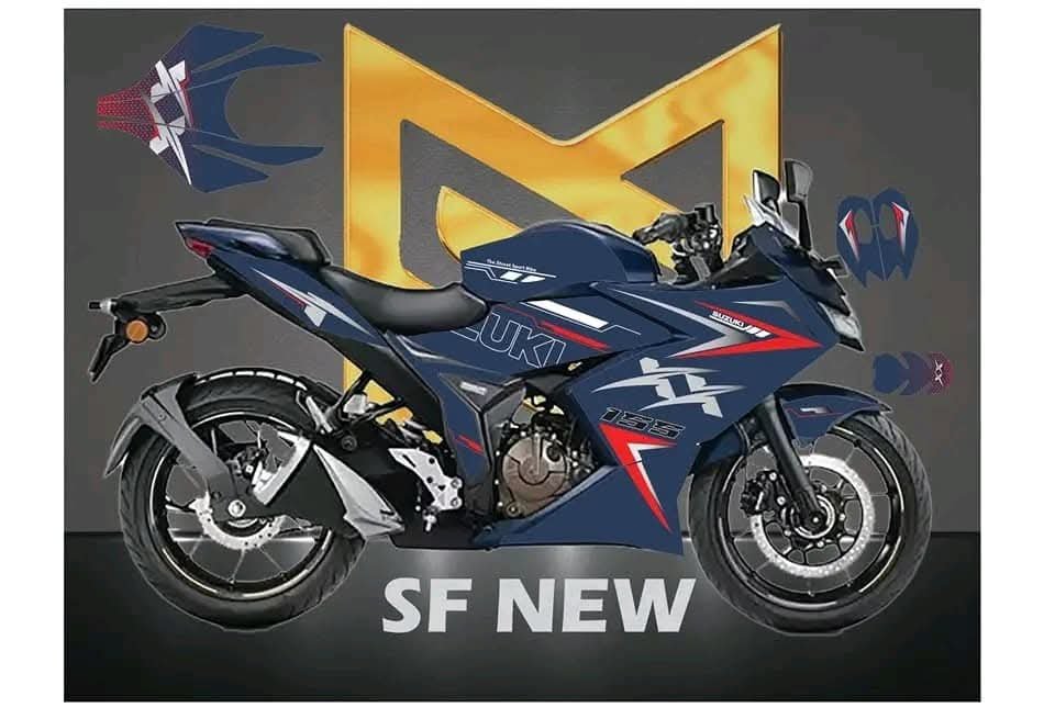 gixxer sf Navy blue colour premium quality decals sticker set