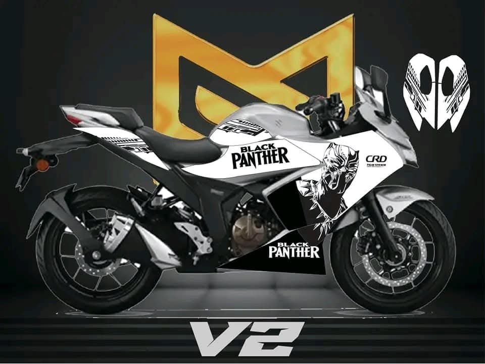 gixxer sf white Panther premium quality decals sticker set