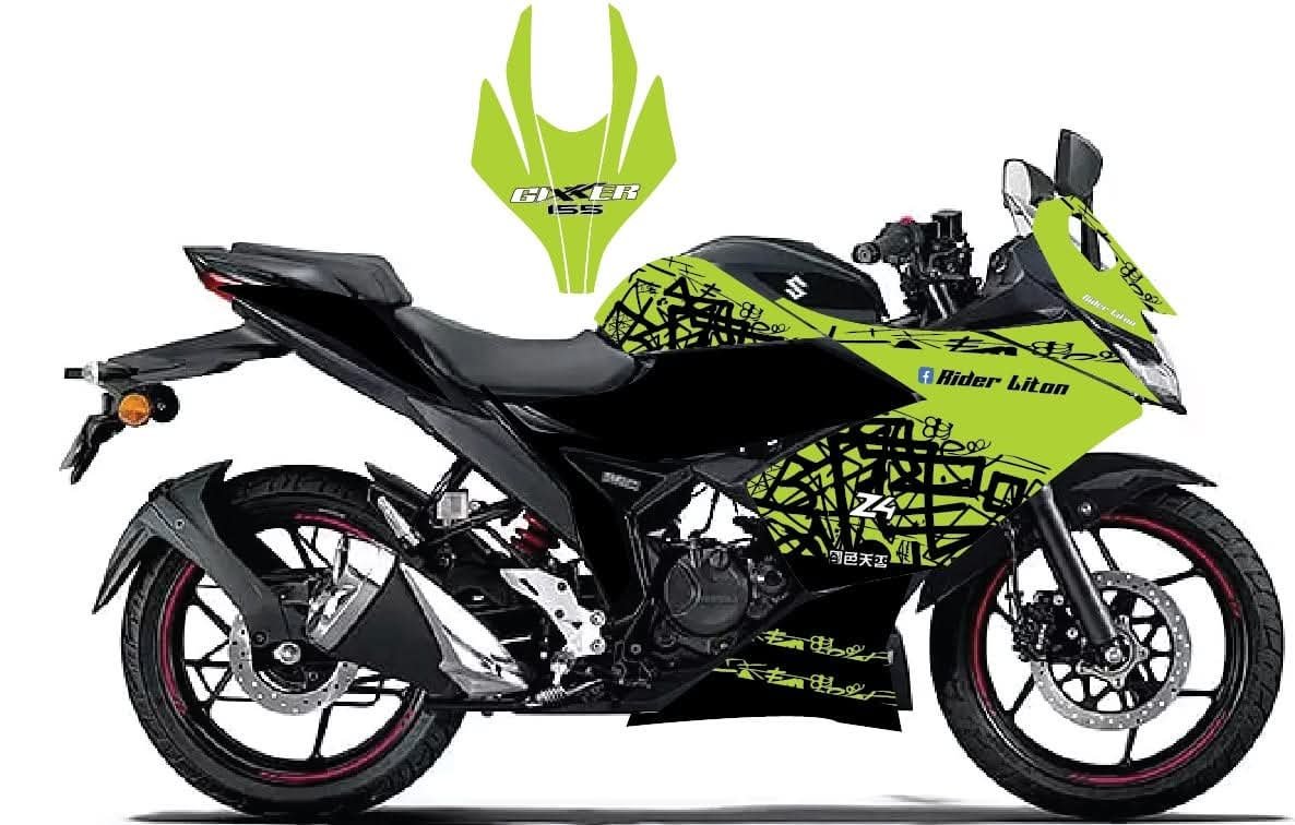 gixxer sf lime green colour premium quality decals sticker set