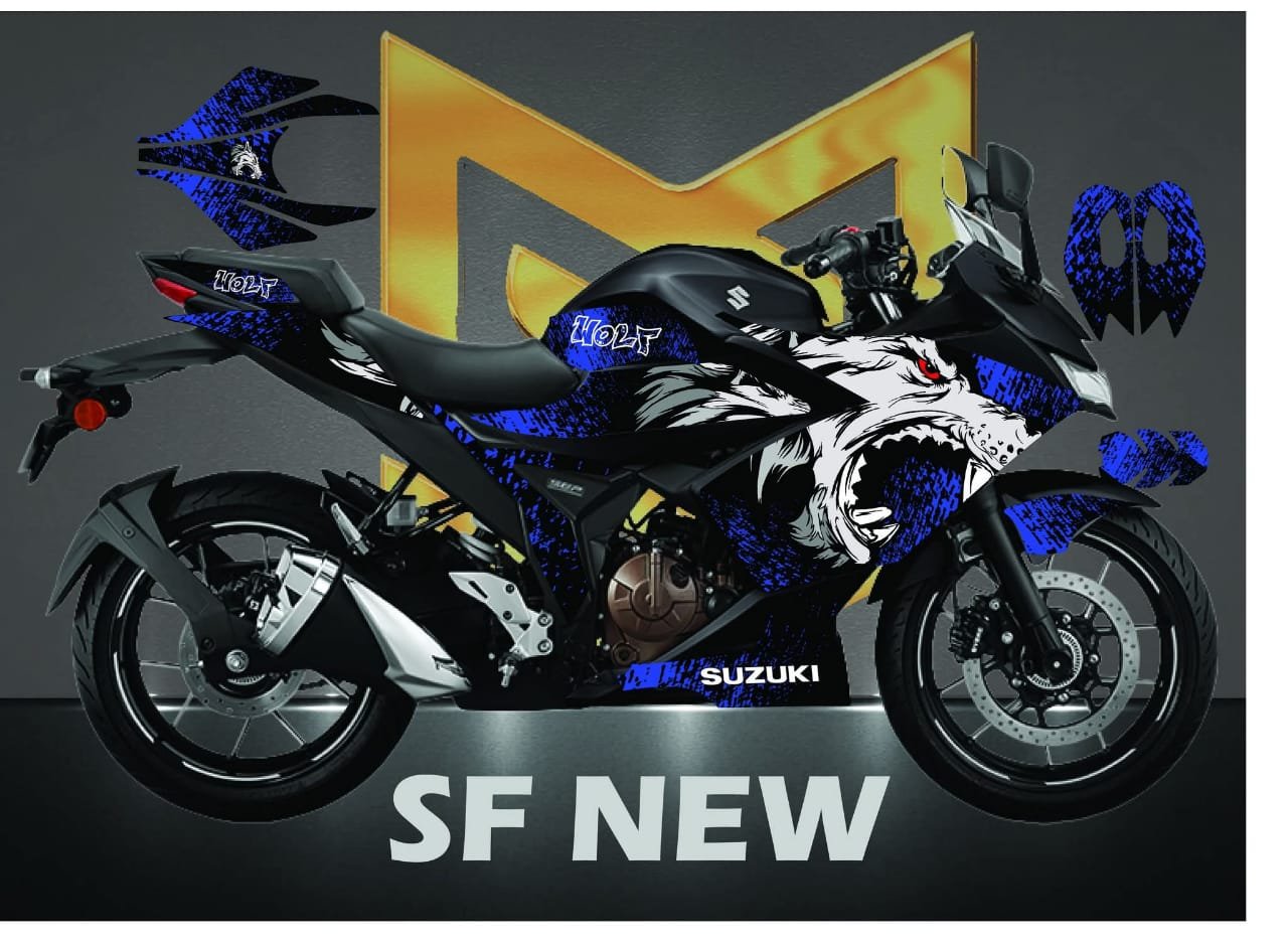 gixxer sf wolf design premium quality decals sticker set