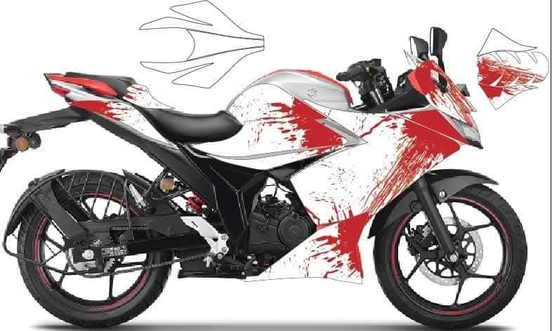 gixxer sf fi white colour premium quality decals sticker set