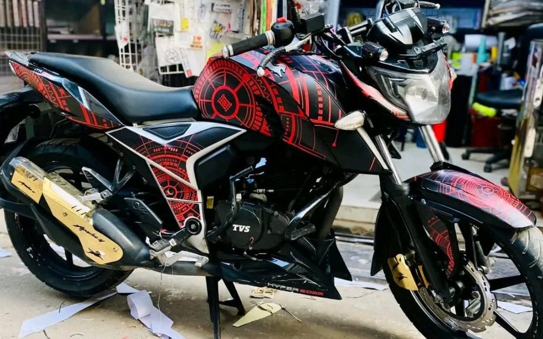 4v red and black colour premium decals sticker set