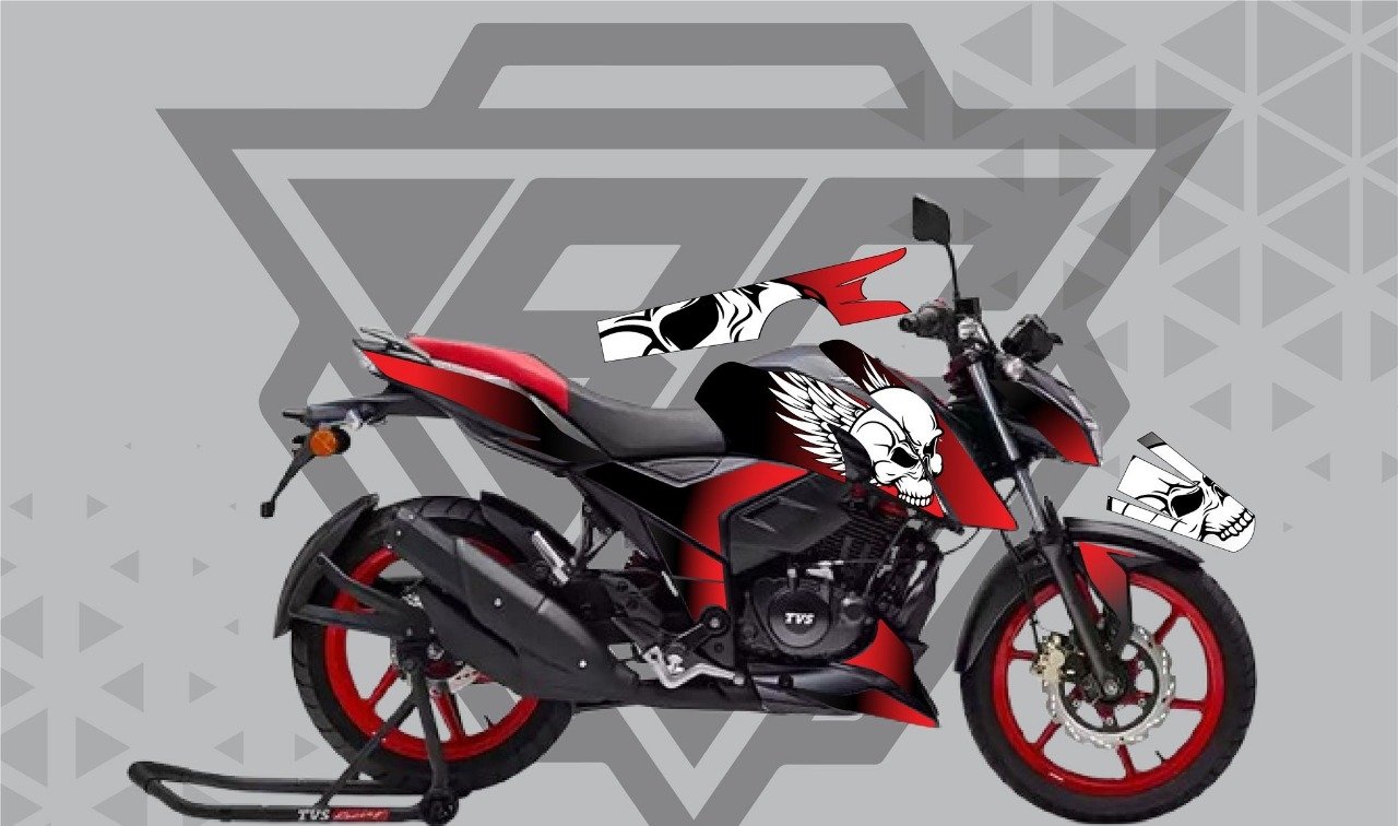 4v red skeleton design premium quality decals sticker set