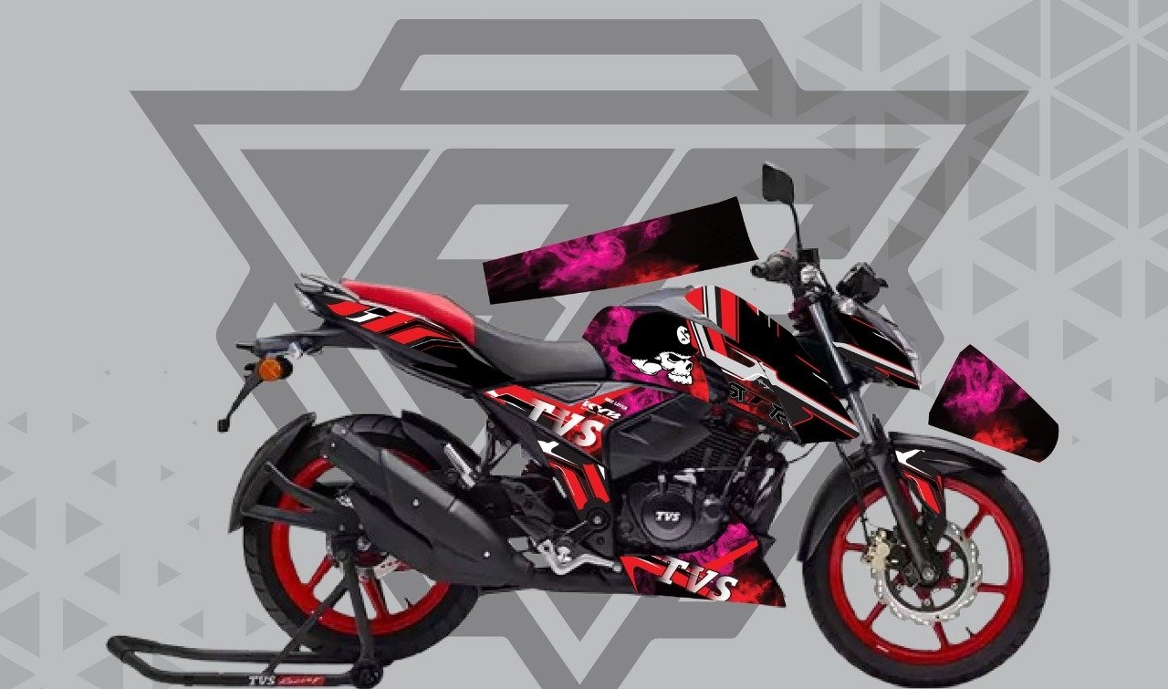 4v red colour premium decals sticker set