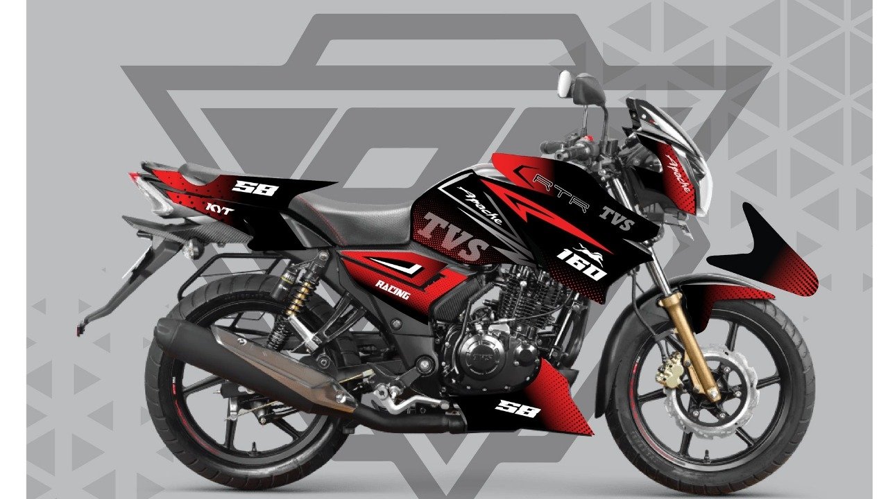 Rtr 2v black and red colour premium quality decals sticker set