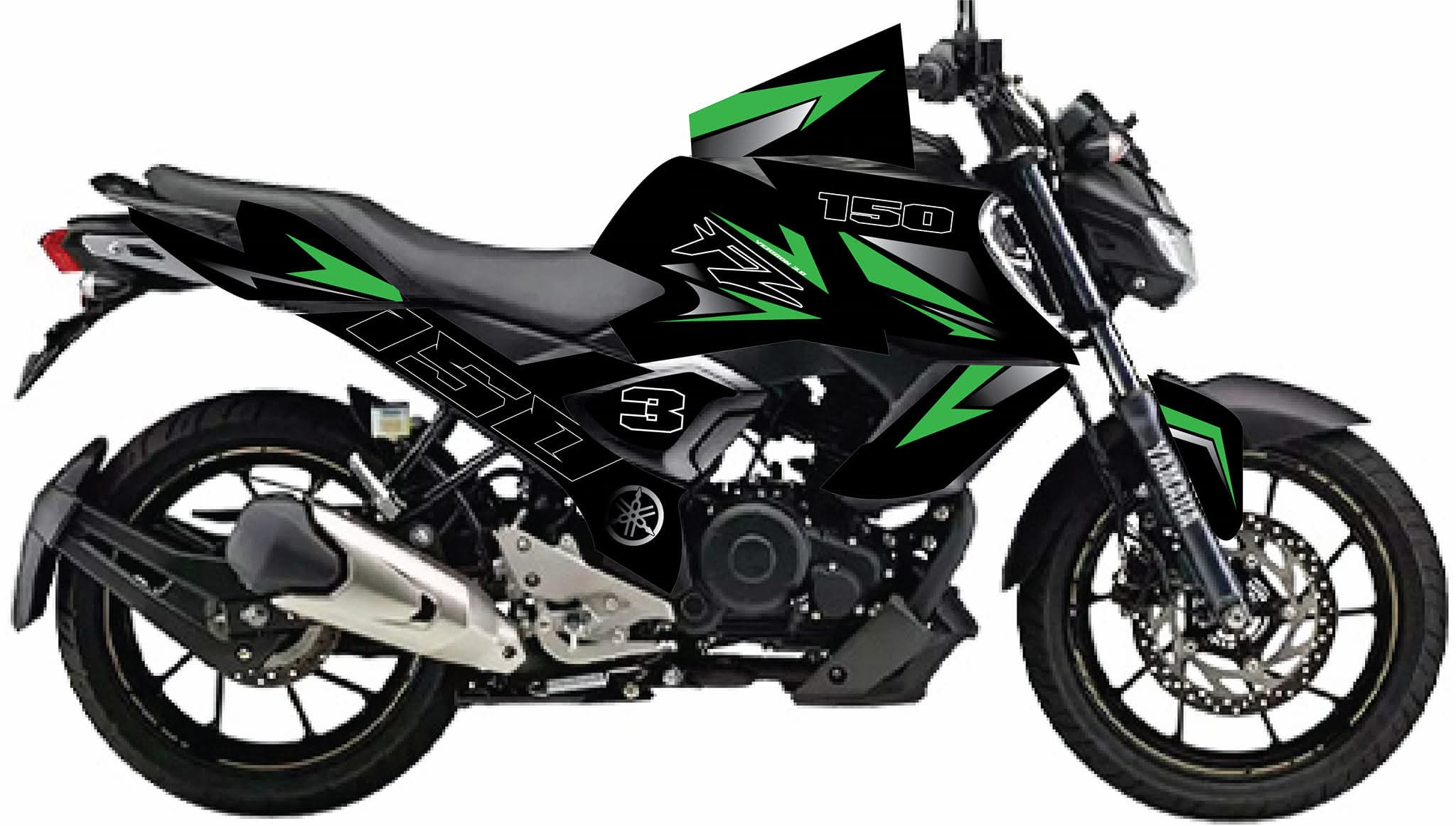 Fzs v3/v4 black green colour decals sticker