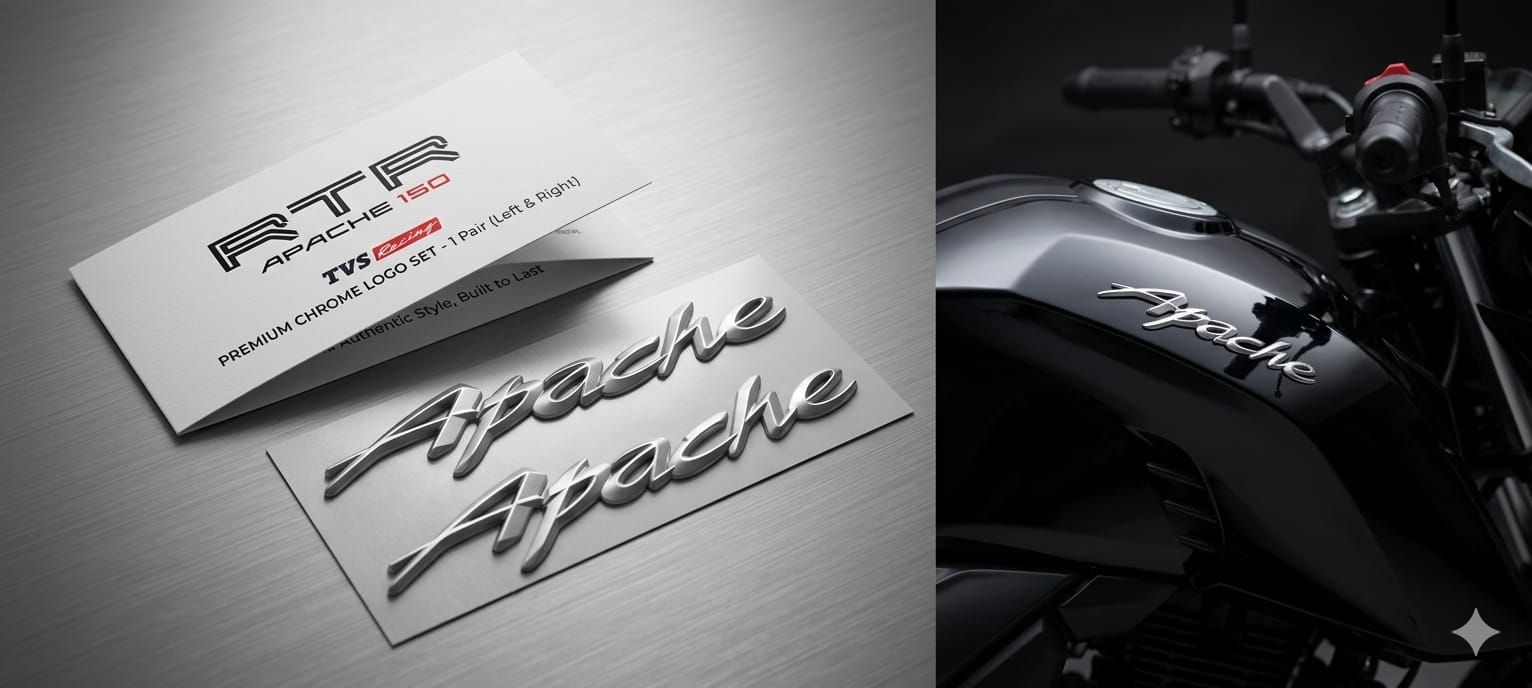 TVS Apache RTR 2V Tank Monogram 3D Chrome Emblem - Premium Fuel Tank ...