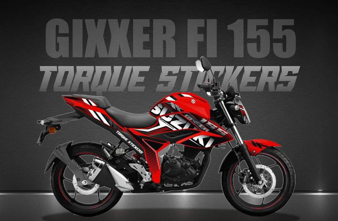 Gixxer fi red bike graphic design sticker full set