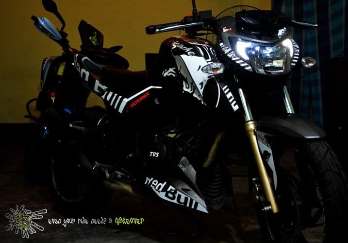 tvs 4v black colour premium quality decals sticker set