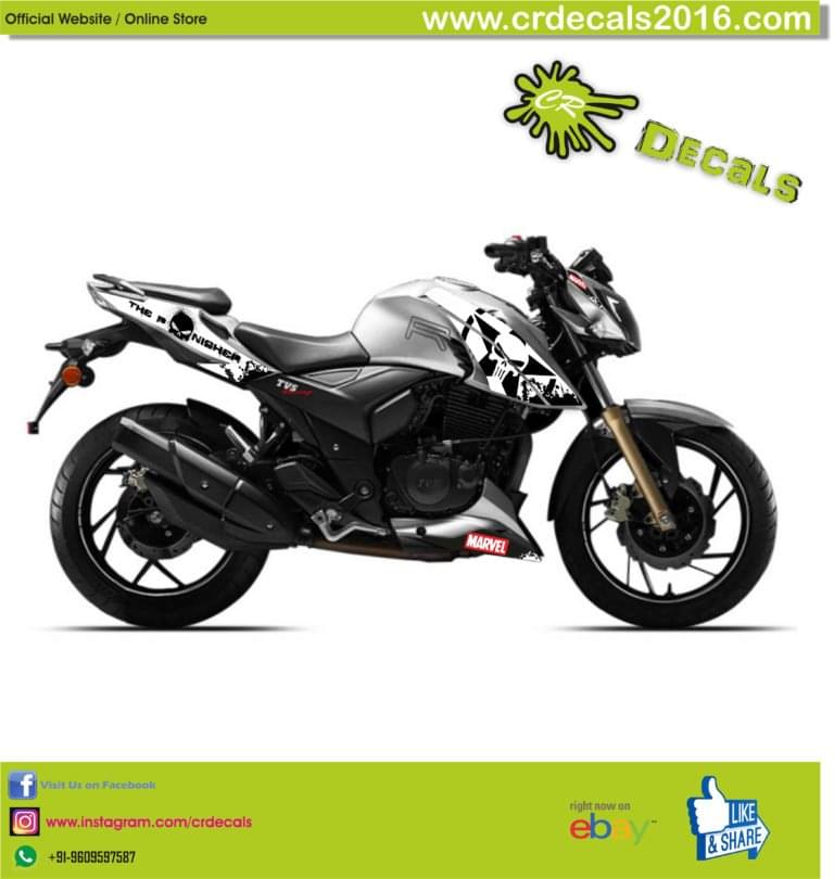 tvs 4v offwhite colour premium edition decals sticker set