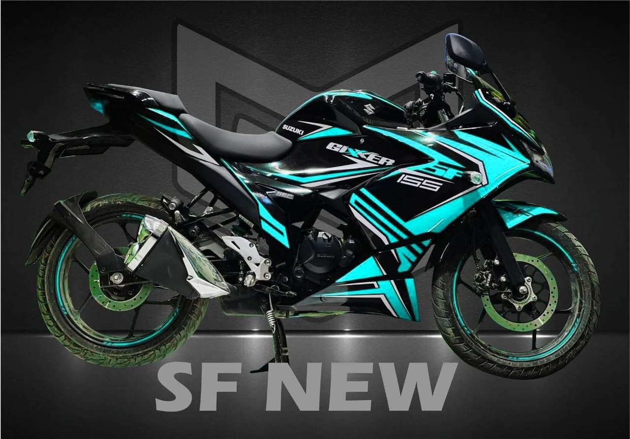 gixxer sf fi sky blue colour premium quality decals sticker set