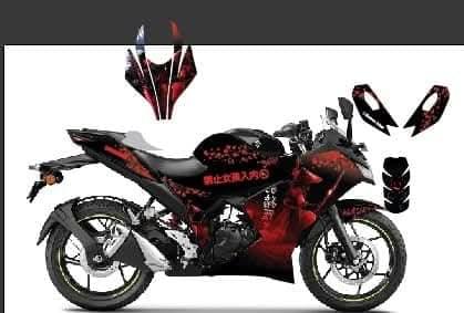 gixxer sf dark red colour super premium japani model decals sticker set