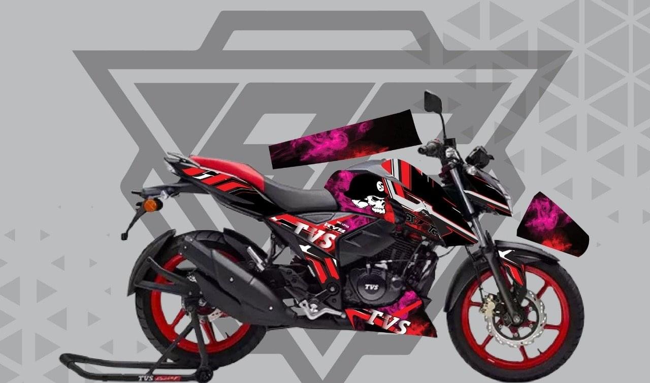 4v red colour premium decals sticker set